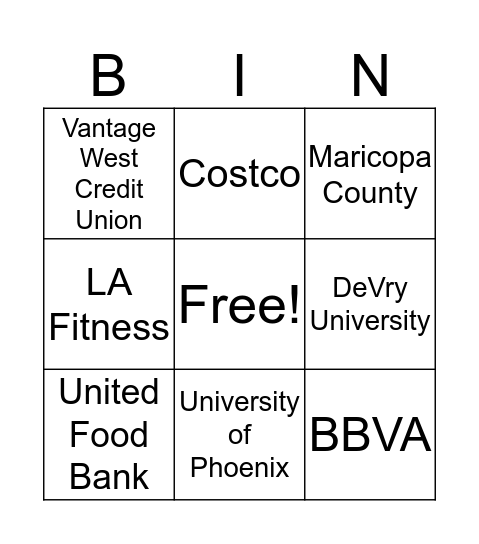 AT&T Partners Day Bingo Card
