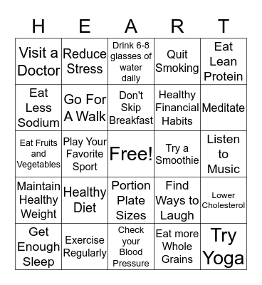 Heart Healthy Bingo Card