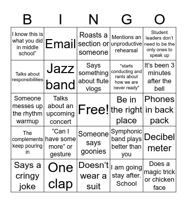 Band Bingo Card