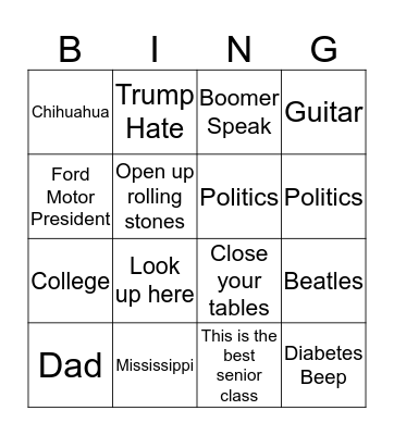 Morning Wood Bungo Bingo Card