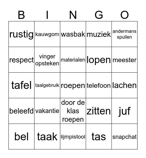 Spelregel BINGO Card