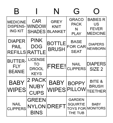 BABY SHOWER BINGO Card