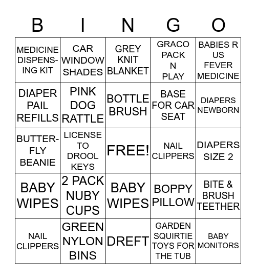 BABY SHOWER BINGO Card