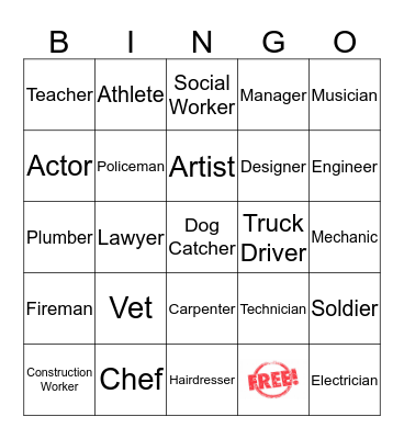 OCCUPATION BINGO Card