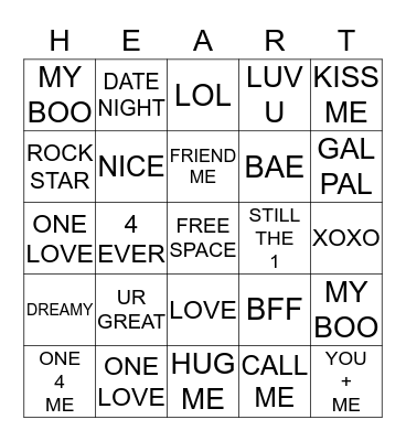 VALENTINE'S DAY BINGO Card