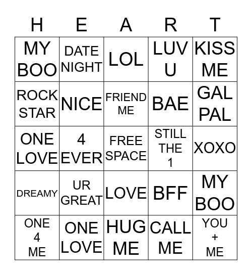 VALENTINE'S DAY BINGO Card