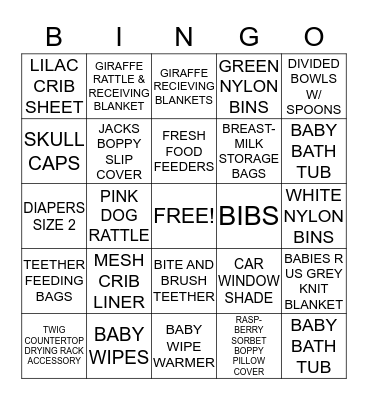 BABY SHOWER BINGO Card