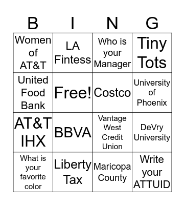 AT&T Partners Day Bingo Card
