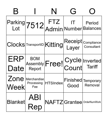 FTZ Bingo Card