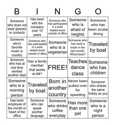 Get to Know Bingo Card