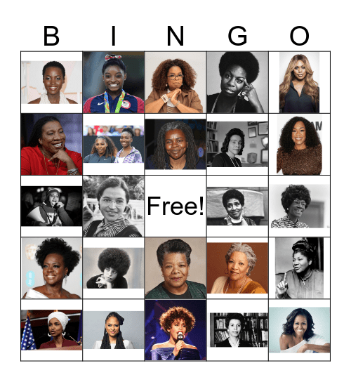 Influential Black Women Bingo Card