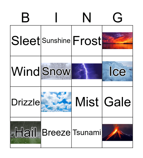 WEATHER Bingo Card