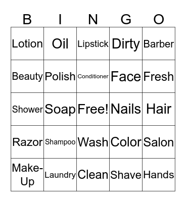 Personal Care Bingo Card
