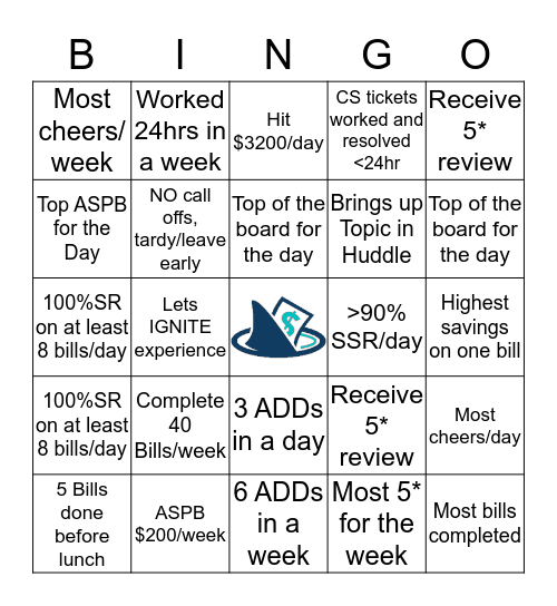 BILLSHARK BINGO Card