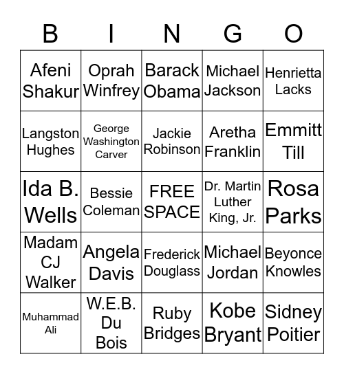 Black History Bingo Card