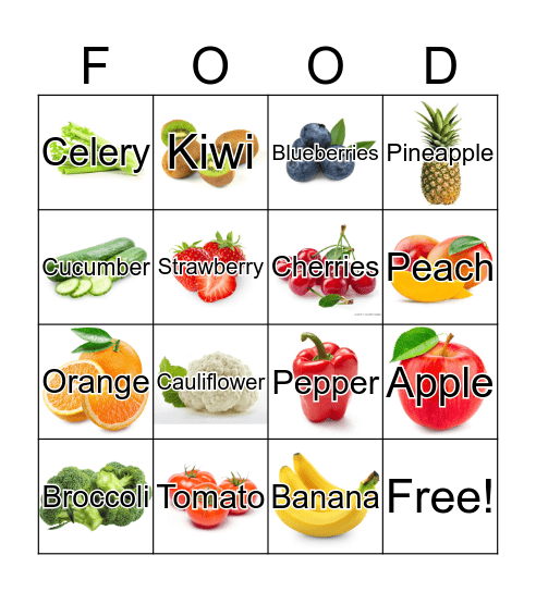 Fruits & Veggies Bingo Card