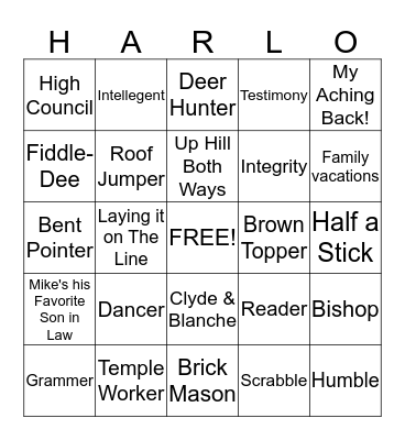 Happy Birthday Harlow Bingo Card