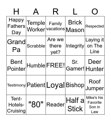 Happy Birthday Harlow Bingo Card