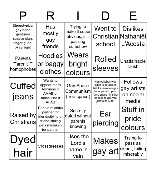 LGBT+ Bingo Card