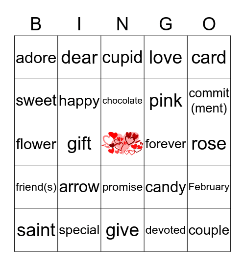 Valentine's Bingo  Bingo Card