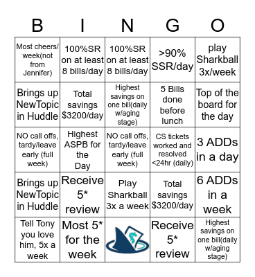BILLSHARK BINGO Card