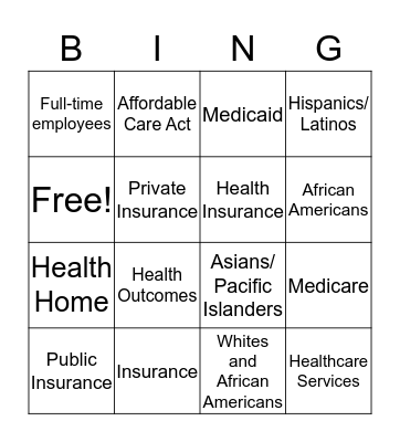 Health Disparities in Health Insurance Markets Bingo Card