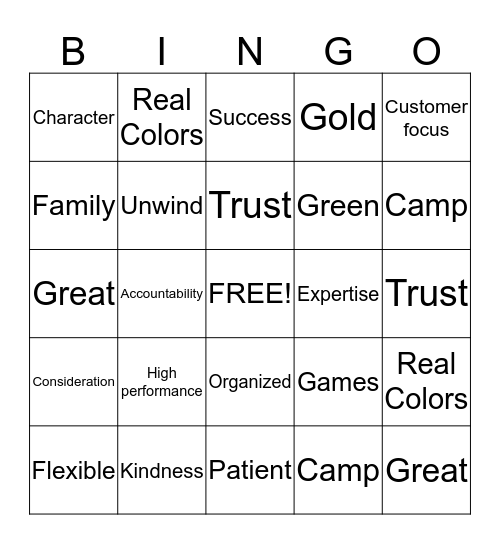 Camp Ceridian  Bingo Card
