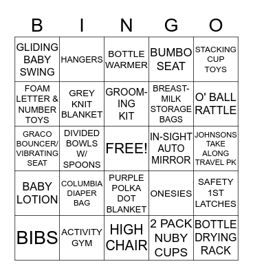 BABY SHOWER BINGO Card