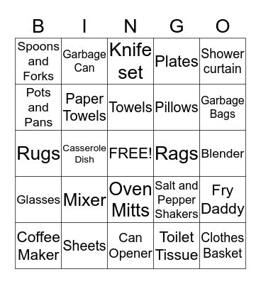 Home Sweet Home Bingo Card
