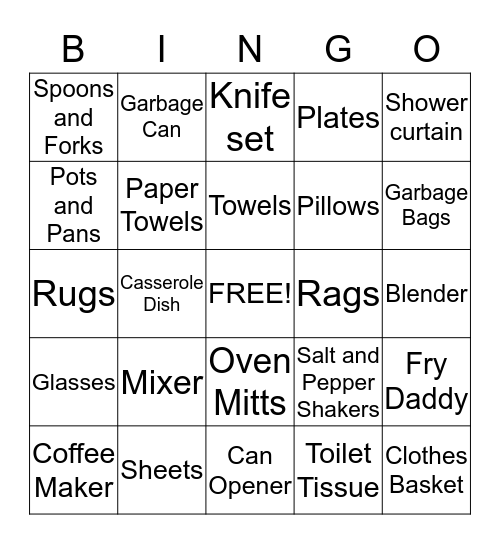 Home Sweet Home Bingo Card