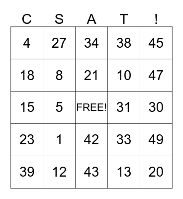 CUSTOMER SATISFACTION Bingo Card