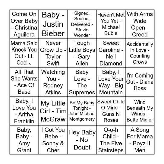 BABY SHOWER BINGO Card