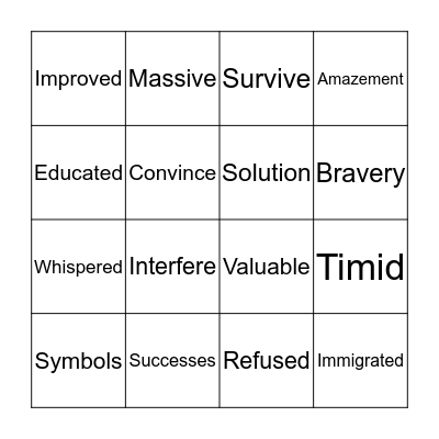 3rd Grade Vocabulary Bingo Card