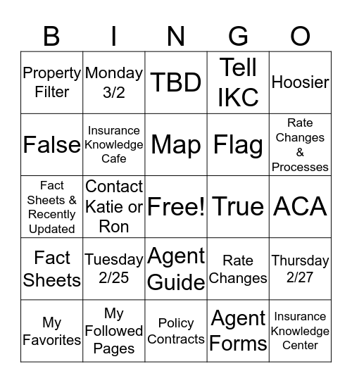 IKC BINGO Card