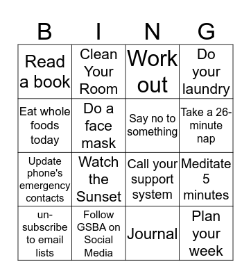 Wellness Challenge Bingo! Bingo Card