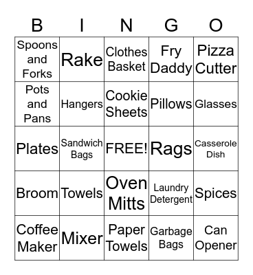 Home Sweet Home Bingo Card