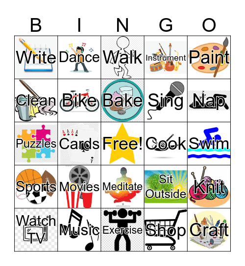 Leisure Bingo Card