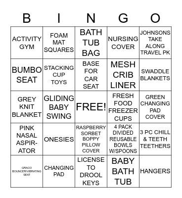 BABY SHOWER BINGO Card