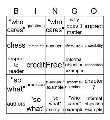 Chapter 6 and 7 Review Game Bingo Card