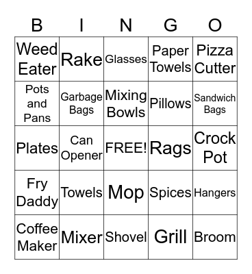 Home Sweet Home Bingo Card