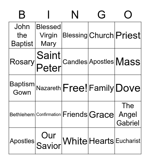 BIBLE BINGO Card