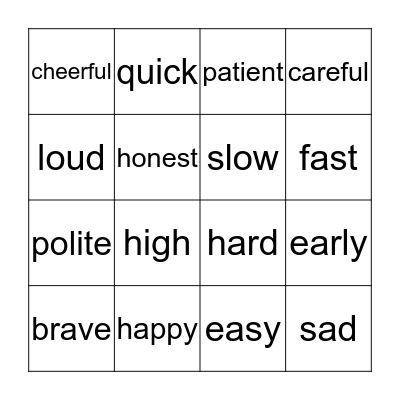 Adverbs: Comparison Form Bingo Card