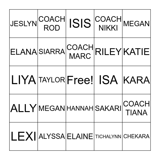 MOANALUA GIRLS SOCCER Bingo Card