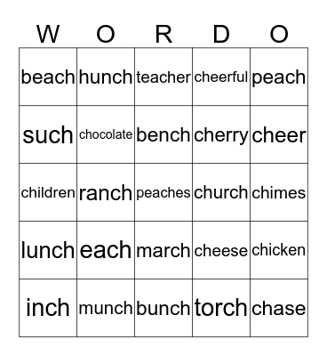WORD-O    ('ch') Bingo Card
