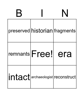 Vocabulary BINGO Card