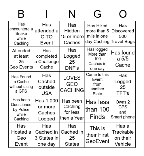 Geo BINGO-Mingle and Win! Bingo Card