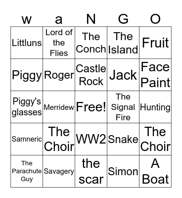 Lord of the flies birng0oo Bingo Card