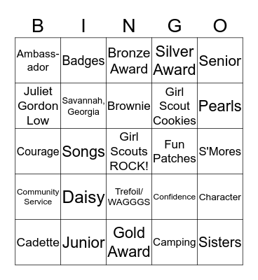 GSGLA Troop 7213 ROCKS! Bingo Card