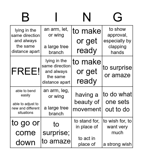 Wordly Wise Midterm Bingo :) Bingo Card
