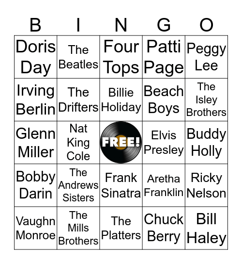 Bandstand Bingo with Occasions Disc Jockeys Bingo Card